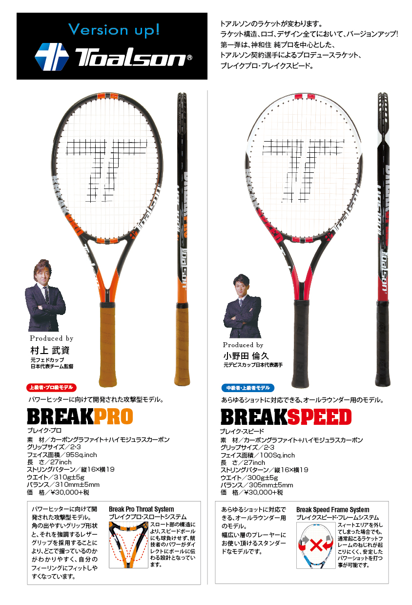 テニスラケット トアルソン ブレイク プロ 2014年モデル (G3)TOALSON BREAK PRO 2014